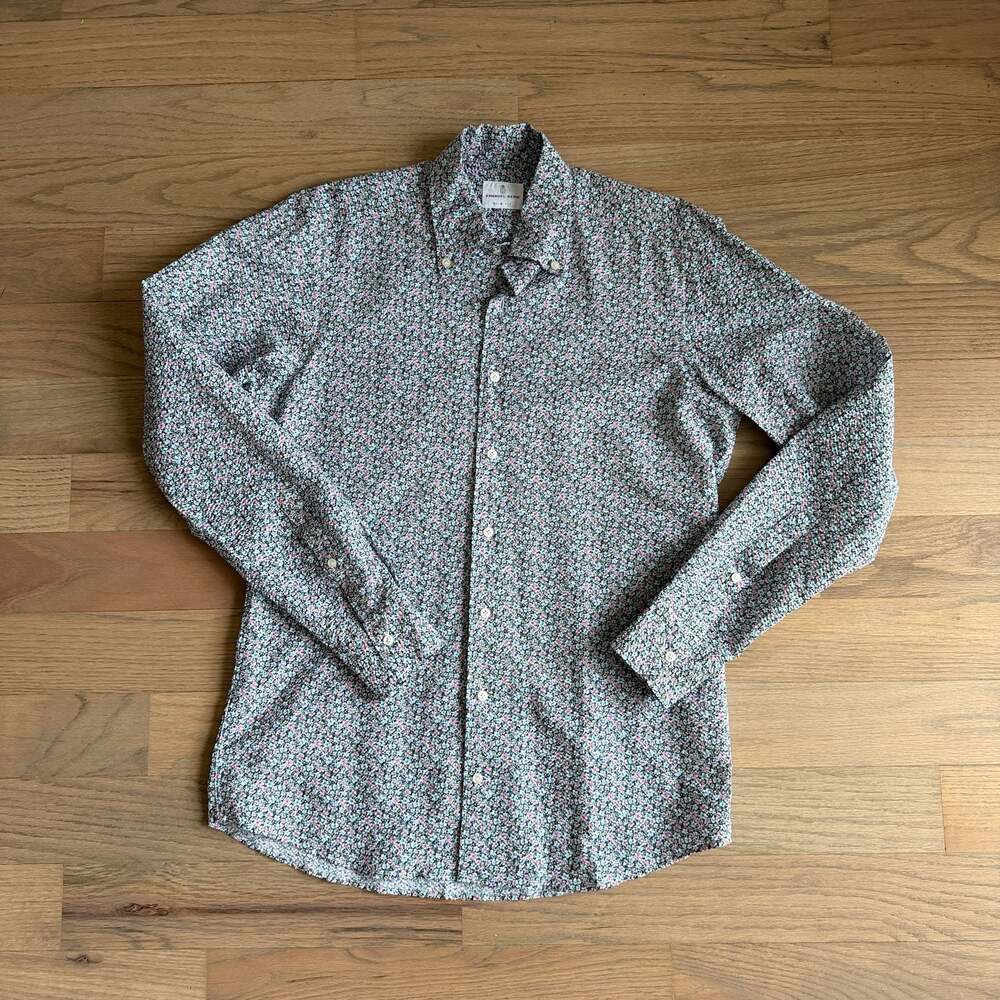Emanuel Berg Slim Fit Floral Print Long Sleeve Button-Down Shirt